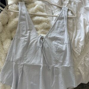 Free People Gray Striped Tank Top